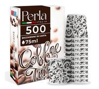 Perla - 500 Bicchierini in Carta per Caffè 75ml - Bicchieri Caffe Monouso Floreale Grigio - Bicchierini da Caffè Usa e Getta Ecologici per Asporto