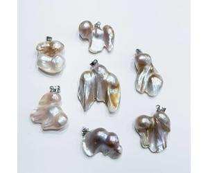 PERLA CIONDOLO IN ARGENTO BAROCCA con 3 PERLE