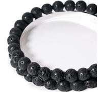 Perla di lava rotonda nera da 6 mm - 60 perline di pietre preziose per la creazione di gioielli, braccialetti fai da te, collane