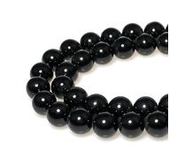 Perla di pietra naturale di onice nera per la creazione di gioielli, bracciali e collane, 4 mm