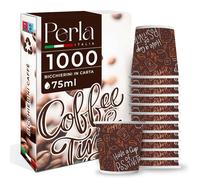 Perla Italia - 1000 Bicchierini Caffe Carta 75ml - Bicchieri Caffè Monouso - Bic