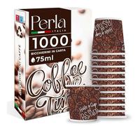 Perla Italia - 1000 Bicchierini Caffe Carta 75ml - Bicchieri Caffè Monouso - Bicchierini da Caffè Usa e Getta