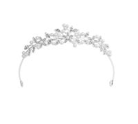 Perla Nuziale Cerchietti Argento Bride Crystal Hairband Coroncina Sposa di Cristallo Strass per capelli con fiore di cristallo Tiara Accessorio per fermagli per capelli da sposa (argento)