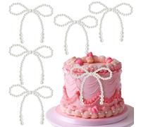 Perla Torta Topper, 12 Pezzi Perla Compleanno Torta Decorazioni, Bianco Fiocco Torta Decorazione, Fiocco Cake Topper Ragazze, Cupcake Topper, per Compleanni, Addii al Nubilato, Matrimoni