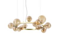 Lampadario A Sospensione Moderno Perlage Metallo Ottone 14 Luci G9 15W 3000K