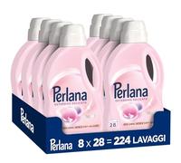 Perlana Detersivo Delicati (8 confezioni da 28 lavaggi), Detersivo lavatrice liquido per lana, seta e delicati, Detersivo delicati per effetto cashmere e fibre rinnovate