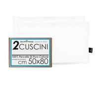 PERLARARA 2 pezzi Cuscino Letto Antiacaro e Anallergico Lavabile, Prestige Guanciale Morbido Sostenuto Federa in Puro Percalle di Cotone, Ideale per chi dorme di Lato o Schiena