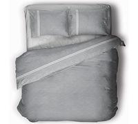 PERLARARA Basic Line - Parure Copripiumino - Letto Sacco Singolo Cotone 155x200 cm - Grigio - Crono V901