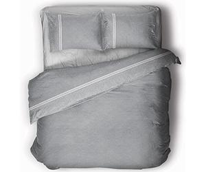 PERLARARA Basic Line - Parure Copripiumino - Letto Sacco Singolo Cotone 155x200 cm - Grigio - Crono V901