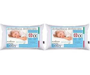 PERLARARA Cuscino Bambini 40 x 60 cm, Antiacaro e Anallergico Dispositivo Medico, Cuscino Culla Baby Il Guanciale Lettino in Cotone, Made in Italy (Confezione da 2)