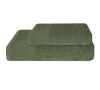 PERLARARA Set Asciugamani Viso e Bidet in Cotone, Morbidi e Confortevoli in Spugna 460 gr/mq, Asciugamano 60x110cm Ospite 40x60 cm - Muschio 186