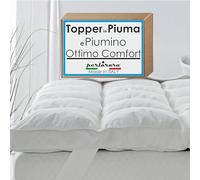 PERLARARA Topper Matrimoniale 160x190 cm in Piuma e Piumino Traspirante Evolution, Coprimaterasso Fresco Morbido, Correttore Materasso 4 stagioni con angoli, Topper 5 cm Due Piazze, Massimo Comfort