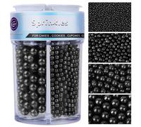 Perle Commestibili Nero per Decorazioni (130g) - Perle di Zucchero in 4 Misure per Torte, Cupcake, Biscotti & Altro - Ideali per Matrimoni, Compleanni, Natale e Halloween, Pearl Sprinkles