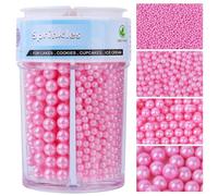 Perle Commestibili Rosa per Decorazioni (130g) - Perle di Zucchero in 4 Misure per Torte, Cupcake, Biscotti & Altro - Ideali per Matrimoni, Compleanni, Natale e Halloween, Pearl Sprinkles