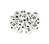 Perle DÃ© Alphabet 7mm bianco e nero 300 pezzi