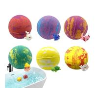 Perle da bagno colorate, con giocattoli all'interno, sei pezzi di bolle colorate profumate, palline da bagno con giocattoli luminosi al buio, adatte per vasca da bagno, bagno, feste, spa, hotel e