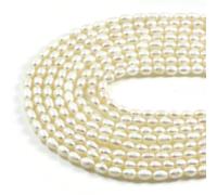 Perle d'acqua dolce coltivate naturali da 5-6 mm, colore bianco A, filo di riso da 35,6 cm per la creazione di gioielli, collane curative, braccialetti e design fatti a mano - AqBeadsUk