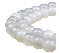 Perle di agata bianche, rotonde, pietre energetiche di cristallo, potere curativo per la creazione di gioielli (10 mm)
