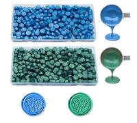 Perle di ceralacca,ANBOSE 200 PCS blu cielo + 200 PCS verde pino perline di cera per sigillare, kit di sigillo di cera per inviti
