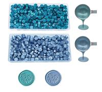 Perle di ceralacca,ANBOSE 200 PCS grigio blu più 200 PCS verde anatra perline di cera sigillante, kit di sigillo di cera per inviti
