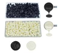 Perle di ceralacca, ANBOSE 200 PCS nero più 200 PCS bianco fluorescente perline di cera per sigillare, kit di sigillo di cera per inviti