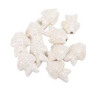 Perle di confezionamento di porcellana circolare r Perline in porcellana a forma di pesciolino for la creazione di gioielli multicolore 16x19mm 20 pezzi(Rice white)