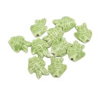Perle di confezionamento di porcellana circolare r Perline in porcellana a forma di pesciolino for la creazione di gioielli multicolore 16x19mm 20 pezzi(Light Green)