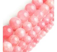 Perle di corallo rosso, giada, pietra naturale, calcedonio, agate, perle minerali rotonde sciolte per la creazione di gioielli, braccialetti fai da te fatti a mano, 15'' - angelite rosa - 4,0 mm cir