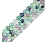 Perle di fluorite colorate rotonde rotonde e lisce in vera fluorite naturale, per realizzare gioielli circa 39,4 cm (fluorite colorata, 8 mm)