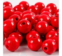 Perle di legno colorate, D: 12 mm, foro 3 mm, rosso, 22 g, circa 40 pezzi