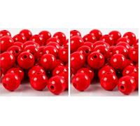 Perle di legno colorate, D: 12 mm, foro 3 mm, rosso, 22 g, circa 40 pezzi (Confezione da 2)