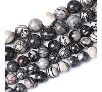 Perle di pietra naturale, 10 mm, ragnatela, rotonde, distanziatori sciolti, pietra energizzante, perle di potere curativo per braccialetto fai da te, collana, 38 pezzi, 38 cm