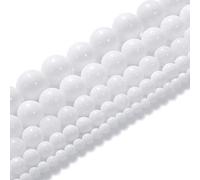 Perle di pietra naturale, 12 mm, pietra preziosa di porcellana bianca, perle rotonde, pietre energetiche, potere curativo per il fai da te, 1 filo, 38,1 cm