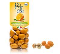 Perle di Sole - Dragées Mandorla all’Arancia, 150 g. - Croccanti Mandorle Tostate ricoperte di Cioccolato Bianco all’Arancia - da Arance 100% Italiane, Delizie Senza Glutine Made in Italy