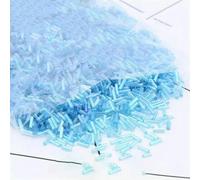 Perle di tubi di vetro, Distanziatore, perla lunga con semi rotondi di cristallo austriaco 2x6 mm for accessori for indumenti, cuciti, collane, creazione gioielli fai-da-te(AB light blue,2x6mm 30g)