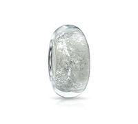 Bling Jewelry Perle Di Vetro Di Murano .925 Argento Core Bianco Glitter Foil Arcobaleno Distanziatore Per Bracciale Europeo Per Donne Adolescenti