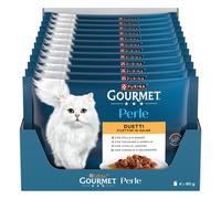 Perle Duetti Cibo Umido per Gatti Adulti Filettini con Manzo e Pollo Tacchino e