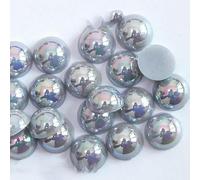 Perle finte color AB da 2/3/4/5/6/8/10/12/14 mm, perline semicircolari piatte per la creazione di gioielli, decorazioni fai da te per unghie, grigio, 12 mm x 50 pezzi