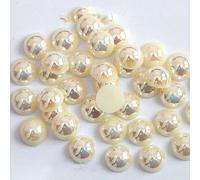 Perle finte color AB da 2/3/4/5/6/8/10/12/14 mm, perline semicircolari piatte per la creazione di gioielli, decorazioni fai da te per unghie, giallo chiaro, 5 mm x 200 pezzi