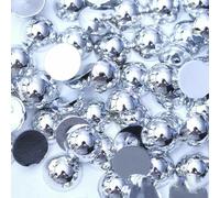 Perle finte color AB da 2/3/4/5/6/8/10/12/14 mm, perline semicircolari piatte per la creazione di gioielli, decorazioni fai da te per unghie, argento, 4,0 mm x 300 pezzi