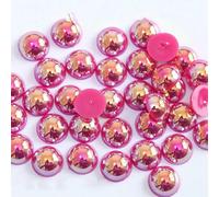 Perle finte color AB da 2/3/4/5/6/8/10/12/14 mm, perline semicircolari piatte per la creazione di gioielli, decorazioni fai da te per unghie, colore rosso rosa, 12 mm x 50 pezzi