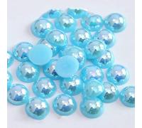 Perle finte color AB da 2/3/4/5/6/8/10/12/14 mm, perline semicircolari piatte per la creazione di gioielli, decorazioni fai da te per unghie, blu lago, 2 mm x 500 pezzi