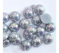 Perle finte color AB da 2/3/4/5/6/8/10/12/14 mm, perline semicircolari piatte per la creazione di gioielli, decorazioni fai da te per unghie, grigio, 12 mm x 50 pezzi