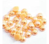 Perle finte color AB da 2/3/4/5/6/8/10/12/14 mm, perline semicircolari piatte per la creazione di gioielli, decorazioni fai da te per unghie, giallo oro, 14,0 mm x 50 pezzi