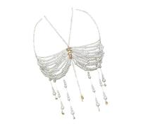 Perle Nappe con perline Reggiseno allacciato collo Crop Top Gioielli per corpo Catena per petto Canotta Bralette Nightlcub Party Outfit Perle Catena del reggiseno