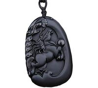Perle Nere Naturali per Perle ossidiane Collana intagliata a Mano a Cavallo Giada a Sospensione di Gioiello auspicante Doni di amuleto di Buon auspicio