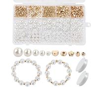 Perle per Braccialetti 4/6/8/10/12mm 770 Pezzi Perla Rotonde Perline con 2 Rotoli di Filo di Cristallo Perle Vetro Bianche per Bigiotteria Collane Fai da Te