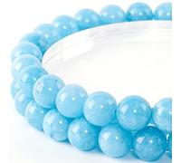 Perle rotonde in giada blu naturale calcedonio da 10 mm - 35 pezzi di perle preziose per la creazione di gioielli, braccialetti fai da te, collane