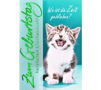 Perleberg Biglietto di auguri di alta qualità della collezione Basic Classic con motivo gatto, biglietto di compleanno con busta e biglietti di compleanno di alta qualità 11,6 x 16,6 cm