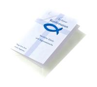 Perleberg Biglietto di auguri per cresima Basic Classic Collection, con applicazione a pesce e croce, 11,6 x 16,6 cm